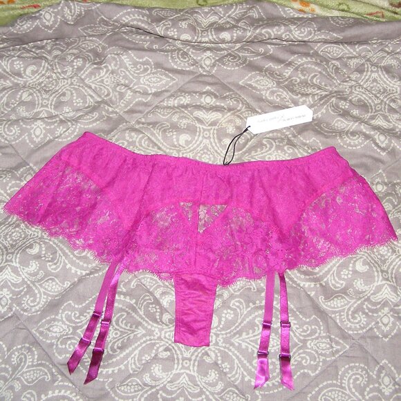 NEW size XL Hanky Panky X Prabal Gurung Eyelash Garter Short in Fucshia - Picture 1 of 9
